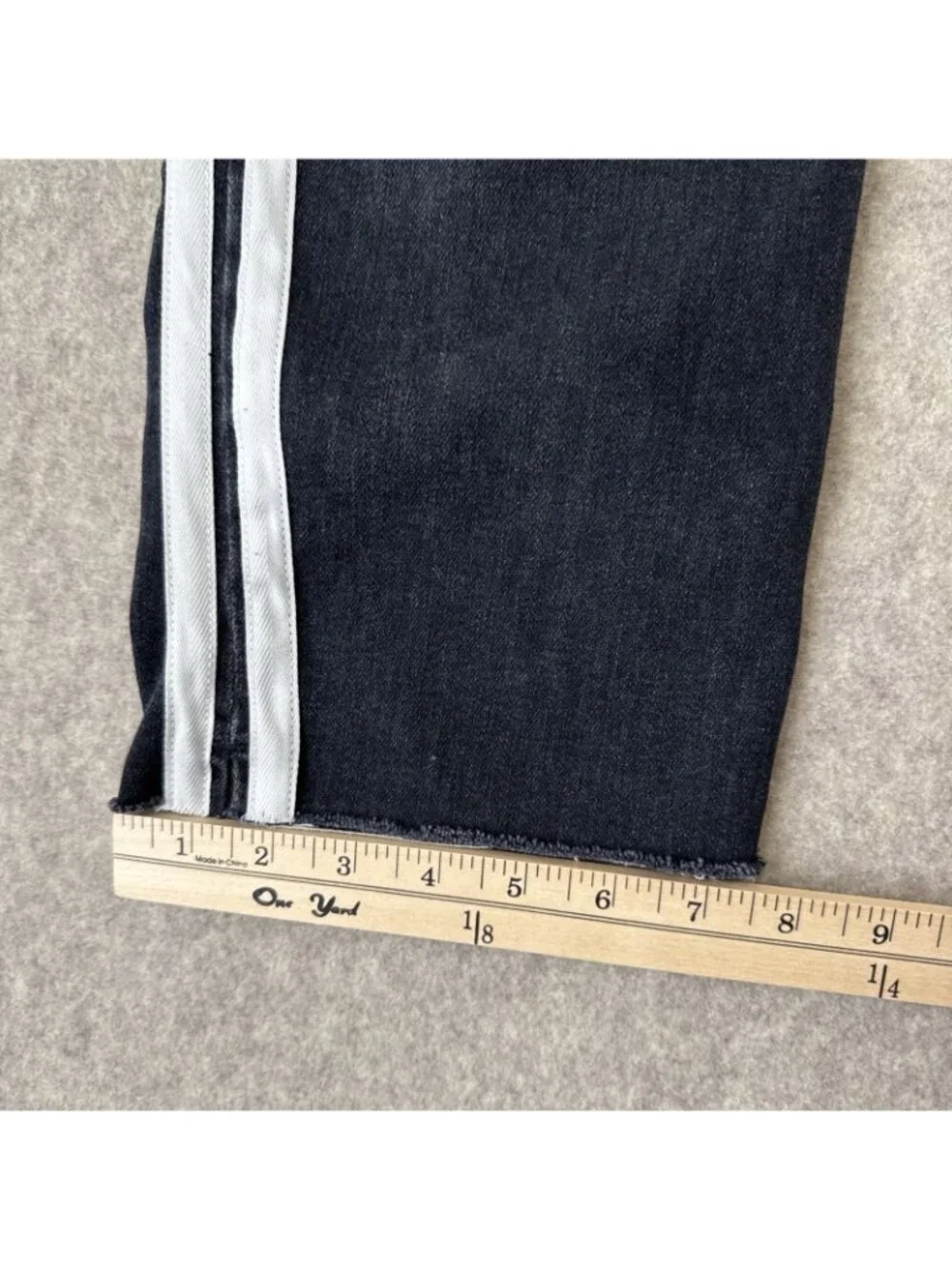 Rag‎ Bone Cate Flare Jeans Womens 29 Charcoal Stripe Mid Rise Ankle Cropped Raw